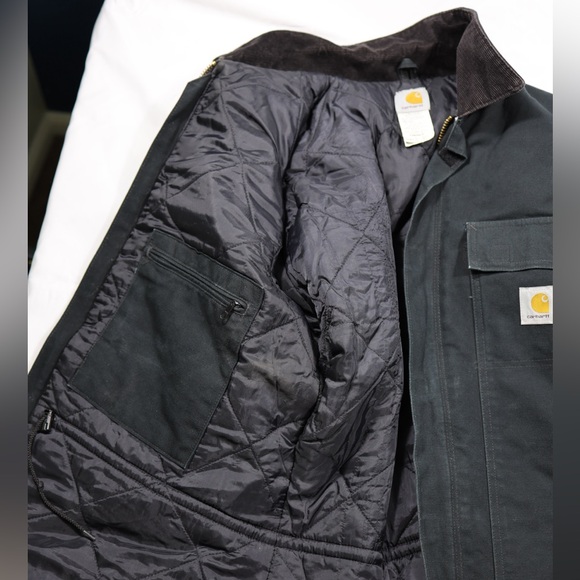 CARHARTT Jacket Black C03 Union Made Quilted Liner Work Chore Coat Men - Picture 5 of 7